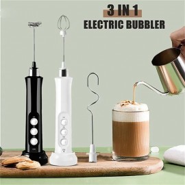 3 In 1 Portable Rechargeable Electric Milk Frother Foam Maker Handheld Foamer High Speeds Drink Mixer Coffee Frothing Wand
