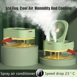 1pc Large Capacity Humidifier Humidifier Spray Electric Fan Air Cooler 3 Modes Speed Adjustable Cooling Portable Table Fan With Night Light Summer Small Appliance Bedroom Accessories

