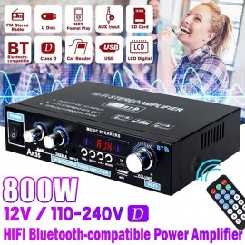 AK35 Home Amplifier 2 Channel Device Bluetooth 800 Surround Sound FM USB Remote Control Mini Digital HIFI Stereo Amplifier 5.0 W
