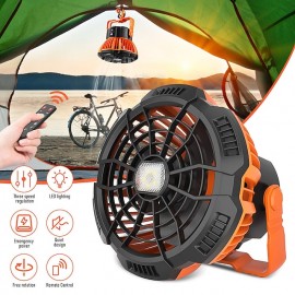 Camping Fan Rechargeable Battery Powered Fan with LED Lantern 270 Rotation USB Battery Operated Tent Fan for Camping with Hook Portable Personal Fan for Travel Picnic Fishing
