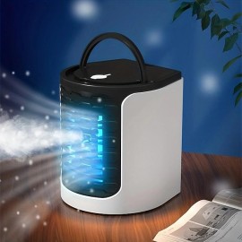 1pc Portable Air Conditioner Humidifier Atmosphere Light Fan USB Cooler Air Conditioner Office Household Essential Cooler USB Portable Air Conditioner USB Fan For Living Room Classroom School Bedroom
