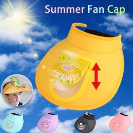 Candy Color USB Rechargeable Fan Cap Summer Fan Cap Adult Fan Cap
